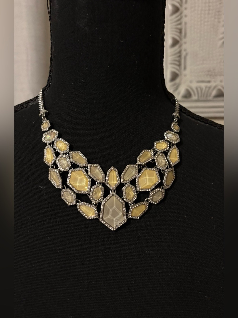 Chloe + Isabel Silver Color & Faceted Quartz 16" Bib Necklace signed